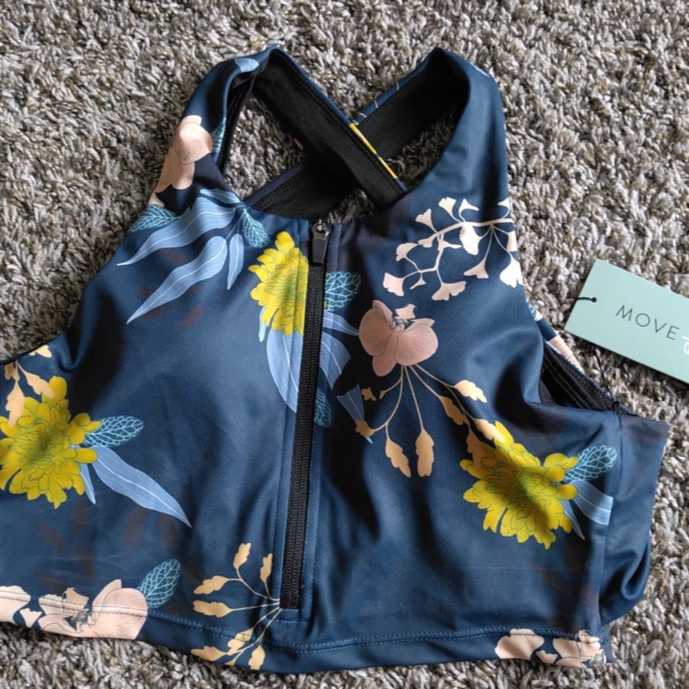 Women's Floral Bikini Top - Blue and Yellow